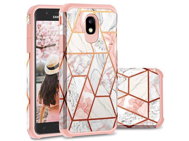 Samsung J7 Case,Galaxy J7 2018 Case, Samsung Galaxy J7 2018 Case Marble Hard PC Soft Silicone 2 in 1 Hybrid Shockproof Anti-Scratch Bumper Protective Samsung J7 Star Case Rose Gold,(SM-J737)