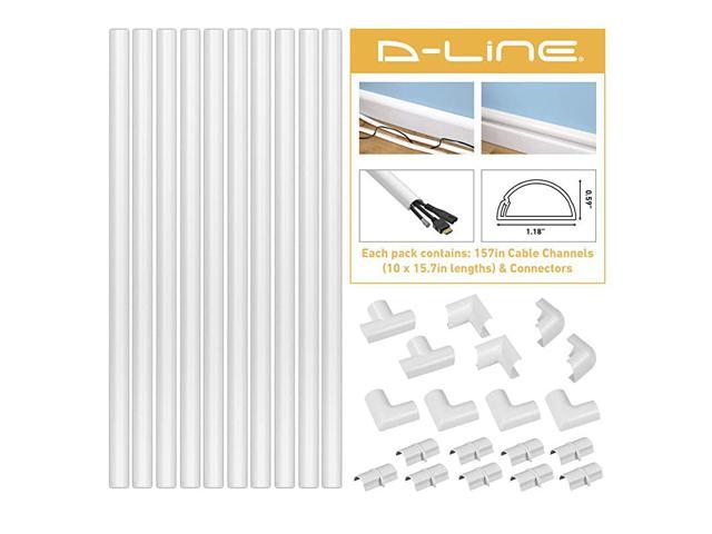 D-LINE Black Medium Cord Cover Kit, 13FT Self-Adhesive Wire