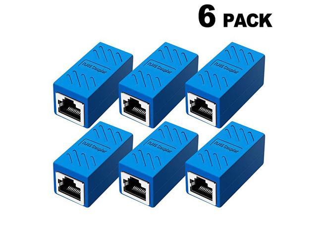for Cat7/Cat6/Cat5/Cat5e Ethernet Extension Cable Cat6 Inline Couplerin Ethernet Cable Extender Female to Female Cat5 Connectors 6Pack Blue Network Coupler 