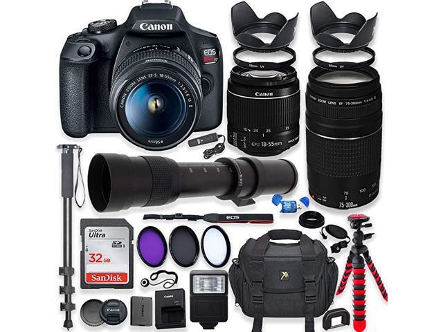 Eos Rebel T7 Dslr Camera With 18 55mm Is Ii Lens Bundle Ef 75 300mm Iii Lens 4 800mm Preset Telephoto Zoom Lens 32gb Memory Filters Spider Tripod Professional Bundle Newegg Com Eos Rebel T7 Dslr Camera With 18 55mm Is Ii Lens Bundle Ef 75 300mm Iii Lens 4 800mm Preset Telephoto Zoom Lens 32gb Memory Filters Spider Tripod Professional Bundle Newegg Com