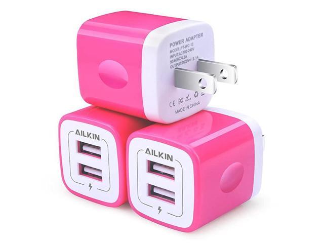 Fast USB Plug, 3Pack USB Wall Charger 2.1A/5V Dual Charger Adapter ...