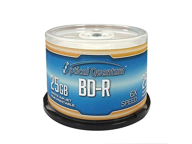 Quantum OQBDR06WIP-H-50 6X 25 GB BD-R White Inkjet Printable Single Layer Blu-Ray Recordable Blank Media, 50-Disc Spindle