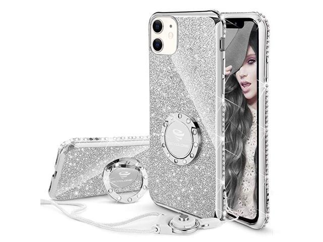 For Iphone 11 Case Cute Glitter Sparkle Bling Diamond Rhinestone Bumper With Ring Kickstand Women Girls Soft Silver Protective Phone Case For Iphone 11 6 1 Inch 19 Silver Newegg Com