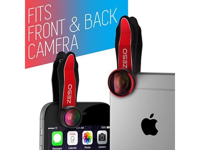 3 in 1 Fish eye Wide Angle Macro Clip On Camera Lens Zoom For iPhone Samsung Universal Red