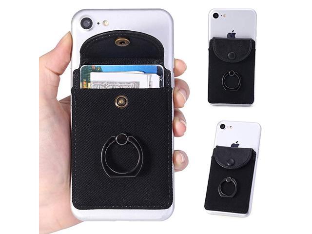 4 Colors 4 Pieces Phone Card Pocket Holder Phone Card Stick PU Leather Cell Phone Card Pocket Adhesive Phone Sleeve ID Credit Card Wallet Phone Case Pouch for Back of Most Smartphones 