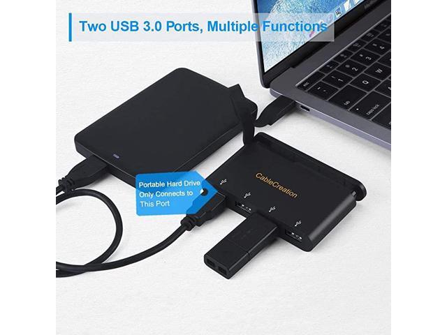 Black CableCreation USB C Hub with Hidden Cable,Compatible with MacBook Air 2018 MacBook Pro 2019/2018 Dell XPS 13 
