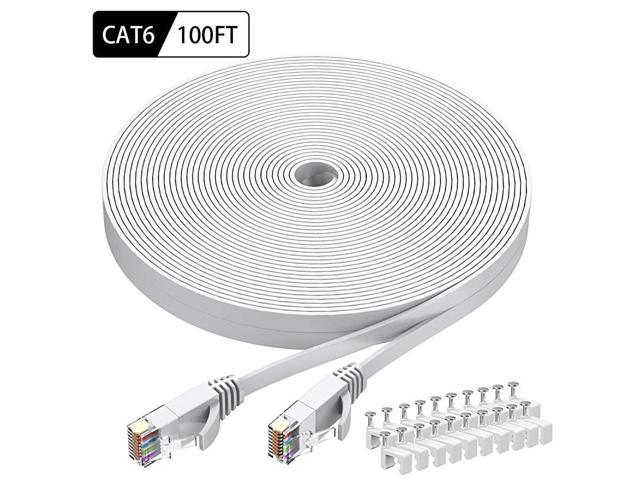 Network Cord UTP CAT 6 Patch Long Internet Cable RJ45 White 100 ft 100 Feet Cat6 Ethernet Cable LAN 