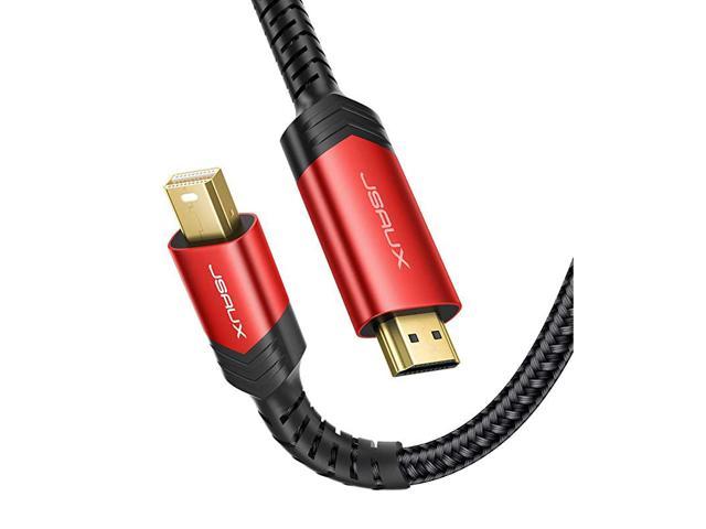 Monitor JSAUX Thunderbolt 2 to HDMI 10FT FHD Braided Surface to hdmi Cable Laptop to TV for MacBook Air/Pro Surface Pro/Dock Projector More-Red Mini DisplayPort to HDMI Cable 