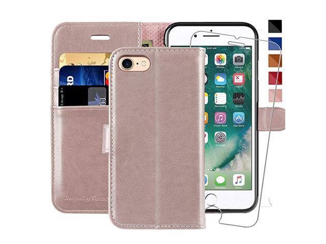 Iphone 7 Wallet Case Iphone 8 Wallet Case Iphone Se Case 4 7 Inch Glass Screen Protector Included Flip Folio Leather Cell Phone Cover With Credit Card Holder For Apple Iphone 7 8 Se2 Newegg Com