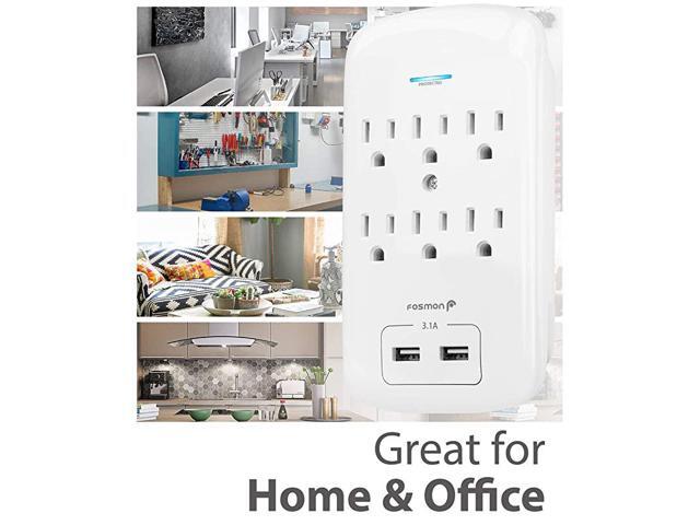 6 Outlet Surge Protector 1200J (2 Pack) with 3.1A Dual USB Ports