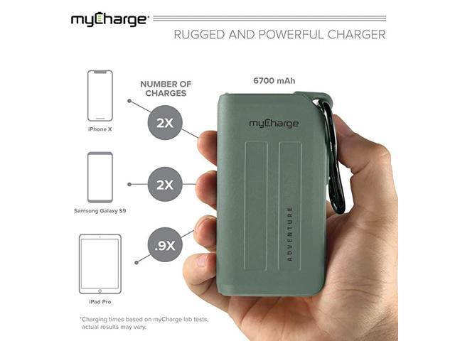 iPhone, Android for Samsung Galaxy myCharge Adventure Portable Charger Waterproof Power Bank 6700mAh Dual USB Rugged Outdoor External Battery Pack for Camping Accessories Cell Phone - Green 