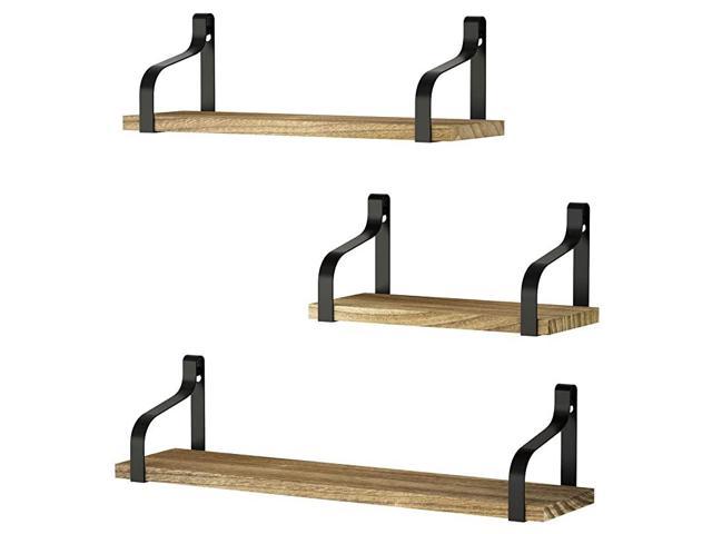 3PC Rustic Wood Wall Mounted Floating Shelves for Bathroom Kitchen White 