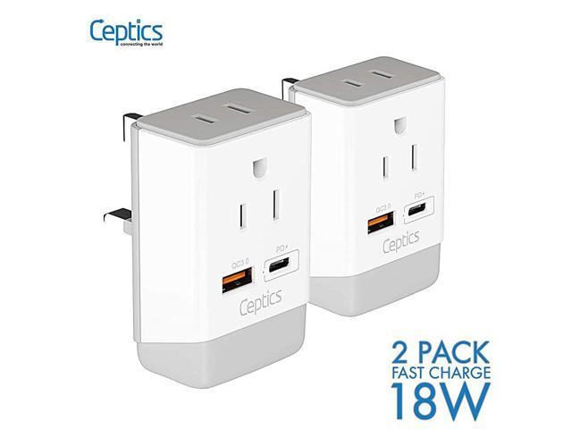UK Ireland Power Plug 2 Pack Set, 3.0 & PD by , Safe USB