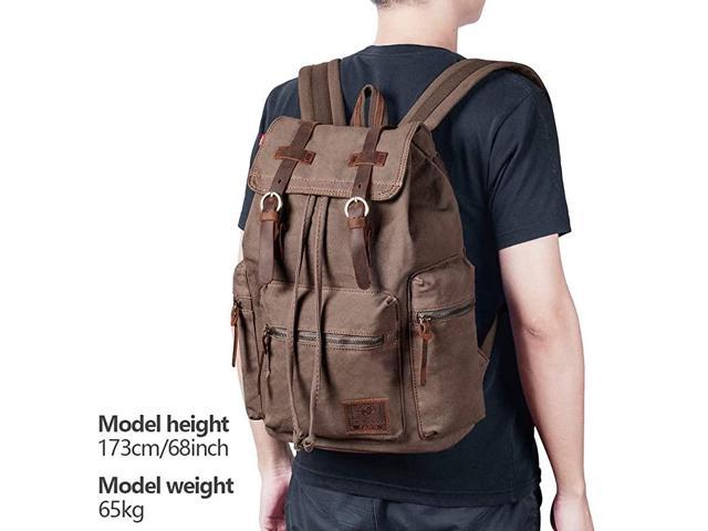 Canvas Backpack Augur Series Vintage Leather Rucksack 17 Laptop Backpack Military Satchel Backpack For Men Women Traveling Hiking Newegg Com