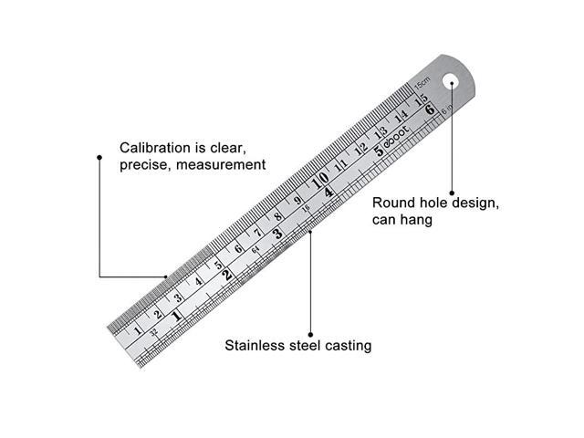 Stainless Steel Ruler and Metal Kit with Conversion Table 2 piece 6  inch Silver 