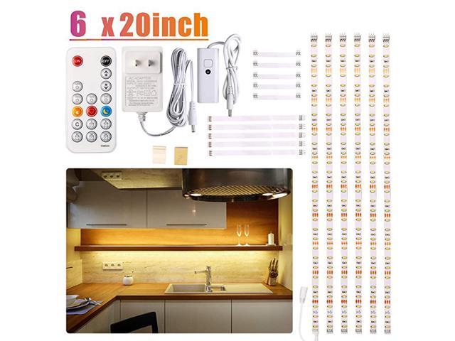 12V 6pcs White LED Light Under Cabinet Closet Puck Lamp Home Kitchen Fixture Kit 