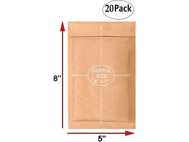 Mailing Pack of 20 Kraft Paper Cushion envelopes Exterior Size 5x8 5 x 8 Packaging. Shipping Amiff Natural Kraft Bubble mailers 4x7 Brown Padded envelopes 4 x 7 Peel and Seal Packing 