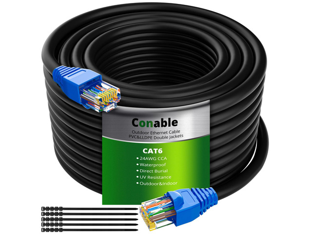 Network Jacket Cat6 Outdoor Ethernet Cable 200ft, Heavy Duty Double Jackets Internet ...