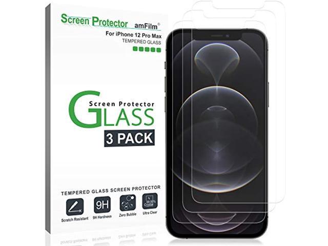 6.7 Display, 2021 amFilm Glass Screen Protector Compatible with iPhone 13 Pro Max 3 Pack Tempered Glass with Easy Installation Tray Case Friendly 