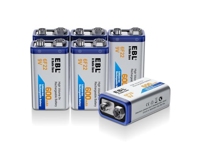 2 Pack 6F22 Lithium-ion 17R8H Rechargeable Battery 9V ...