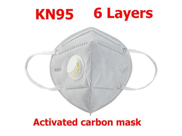 15 Pieces KN95 Mask JINJIANG Reusable Activated Carbon Mask 6-layers - Valved Face Mask FFP2 with breathing valve Gray