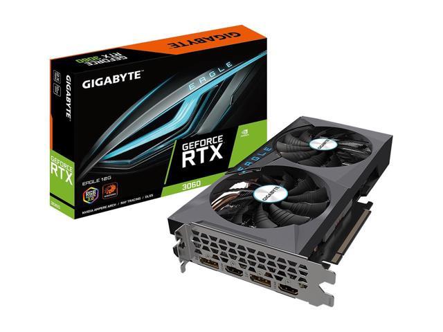 GIGABYTE GeForce RTX 3060 Eagle OC 12G (REV2.0) Graphics Card, 2X WINDFORCE Fans, 12GB 192-bit GDDR6, GV-N3060EAGLE OC-12GD REV2.0 Video Card,LHR
