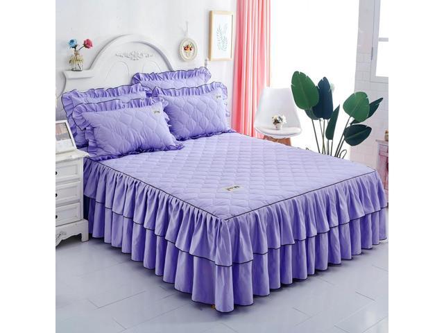 3Pcs/Set Bed Skirt Pillowcase Dust Ruffle Bedspread Bedding Twin Full Queen King 