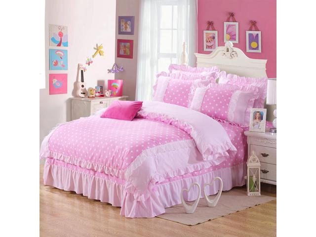 4pcs Set Korean Princess Bed Sheet Craft Bedding Sets Duvet Cover Flat Pillowcase Full Queen Size Newegg Com 4pcs Set Korean Princess Bed Sheet, Princess Bed Set Queen