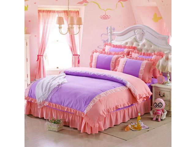 4pcs Set Korean Princess Bed Sheet Craft Bedding Sets Duvet Cover Flat Sheet Pillowcase Full Queen Size Newegg Com