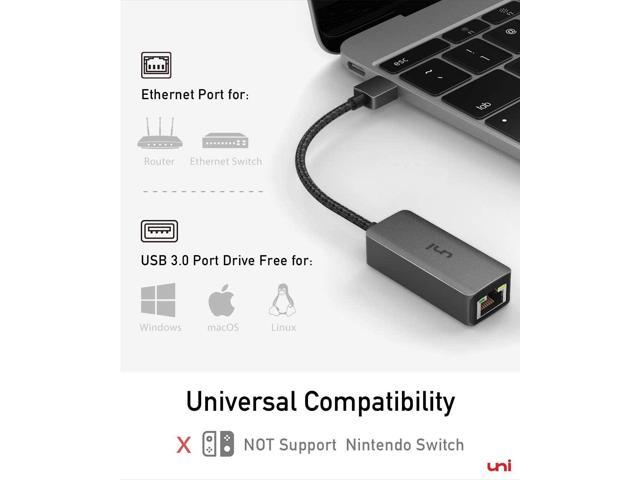 Mac Driver Free RJ45 Internet Adapter Compatible for MacBook USB 3.0 to 10/100/1000 Gigabit Ethernet LAN Network Adapter Vista Notebook PC with Windows7/8/10 Surface Pro uni Ethernet Adapter XP 