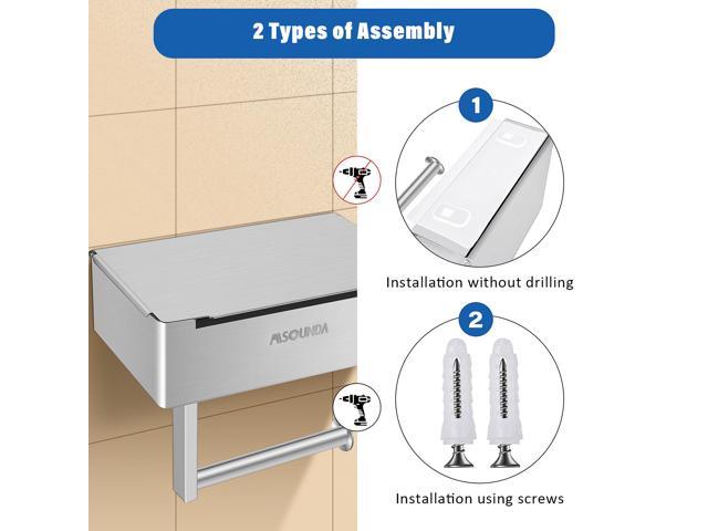 Misounda Toilet Paper Holder Without Drilling with Wet Wipes Box