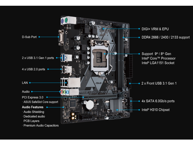 売れ筋商品 ASUS PRIME H310M-F R2.0 Intel H310 Chip mATX 32GB DRR4