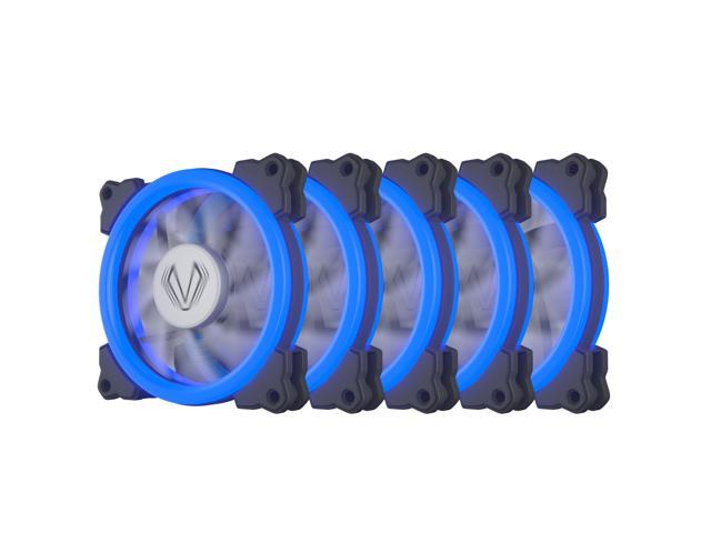 Vetroo Pack of 5 120mm 12cm Halo Ring Blue LED PC CPU Computer Case Cooling Neon Quite Clear Fan Mod 4 Pin/3 Pin for PC Case/CPU Cooler