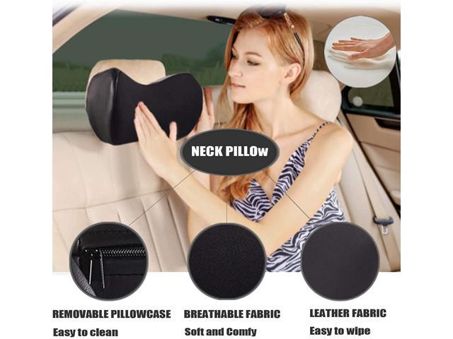 Car Seat Neck Pillow, Headrest Cushion for Neck Pain Relief&Cervical Support with Adjustable Straps and Washable Cover, Black