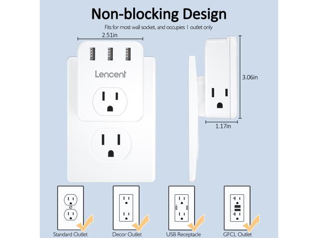 Multi Plug Outlet Extender with USB, Huntkey Wall Outlet Splitter with Auto  Sensor LED Night-Light, 1875W Wall Plug Expander with 3 USB Ports for Home  Office, Cruise Ship, Dorm Room Essentials, Wall