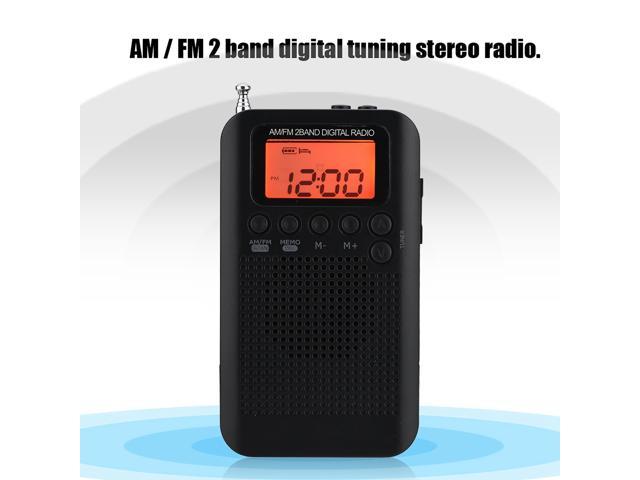 Portable Pocket Mini Receiver 2-Band Digital Tuning AM/FM Stereo Radio LCD Q8K7 