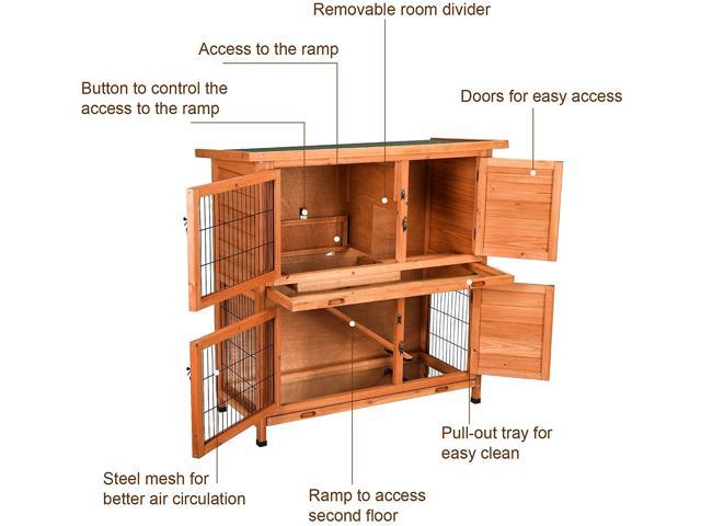 CO-Z Topnotch Weatherproof Indoor Outdoor Wooden Bunny Rabbit Hutch Cat Shelter Guinea Pig House 