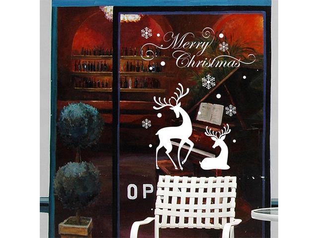 Miico Christmas White Snow Deer Wall  Sticker  Home Decor  