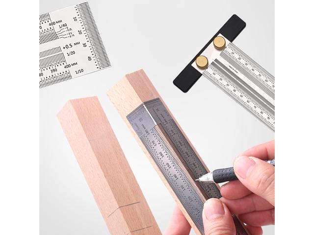 Woodworking Scribe 180-400mm T-type Ruler Hole Scribing Ruler Crossed-out Tool