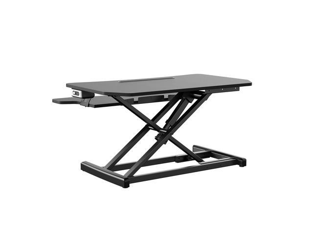 34 Height Adjustable Sit Stand Desk Riser ABOX Electric Powered Lifting Standing Desk Converter Black Dual Monitors 2.0A 10W USB Charger Removable Keyboard Tray 