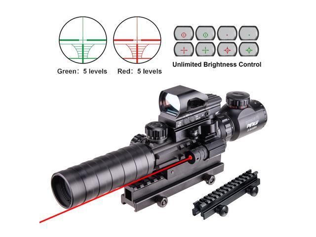 Red Green Dot Sight 2 MOA Reflex Gun Sight Rifle Scope With 1 inch Riser Mount 