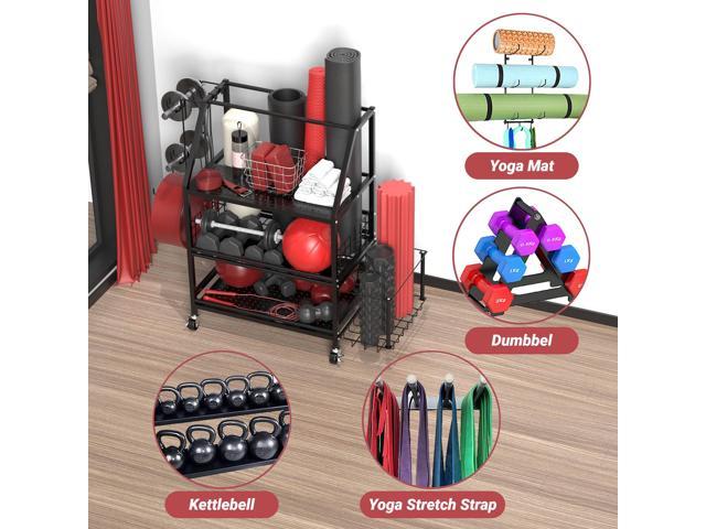 Home Gym Storage, Foldable Yoga Mat Storage Rack for Gym Equipment, Women  Men Yoga Mat Holder with Hooks & Wheels, Multifunctional Workout Equipment Storage  Rack for Dumbbells - Coupon Codes, Promo Codes
