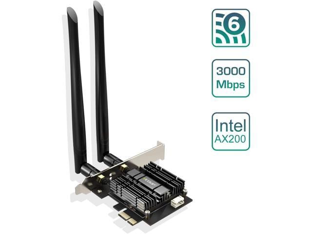 EDUP WiFi 6 Card AX 3000Mbps PCIe Network Card AX200 802.11AX 2.4Ghz/5,8 GHz con Bluetooth 5.0 & Heat Sink Wireless PCI Express Wi-Fi Adapters Dual Band Antenna para Windows 10 64 bit