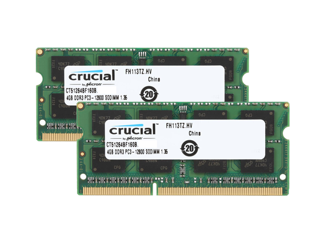 Crucial 8GB Ram Kit (2 x 4GB) DDR3L 1600 MT/s (PC3L-12800) SODIMM 204-Pin 1.35V Laptop Memory - CT51264BF160B