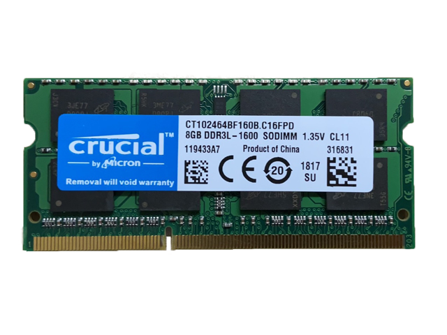 Crucial 8GB 204-Pin DDR3 1600 MHz CL11 SO-DIMM DDR3L 1600 (PC3L 12800) Laptop Memory Model CT102464BF160B