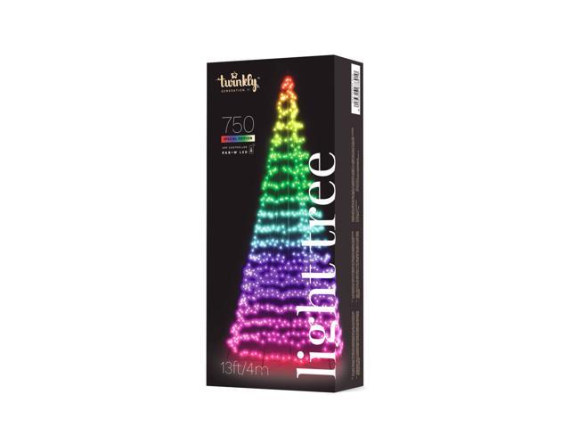 Twinkly Light Tree – App-Controlled Flag-Pole Christmas Tree with 750 RGB+W (16 Million Colors + Pure Warm White) LEDs. 13.1 ft / 4 m, Black. Outdoor Smart Christmas Lighting Decoration