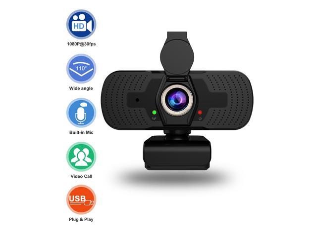 Webcam with Microphone Privacy Cover, Hannord 1080P HD Streaming Web Camera for PC, Laptop, Desktop, Plug and Play USB Computer Video Web Cam for Calling Conferencing Recording Zoom, Skype, YouTube