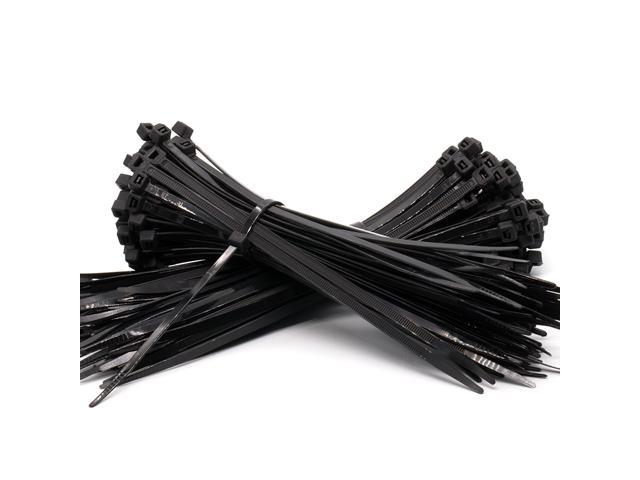 100pcs 8" Black Nylon Cable Zip Ties Locking Plastic Tie with Mountable Head 