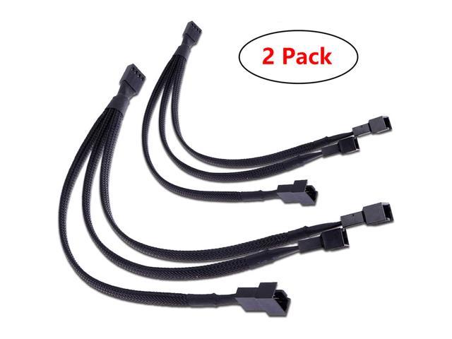 4-Pin PWM to Dual PWM Sleeved Computer Case Fan Power Y-Splitter Adapter Cable 