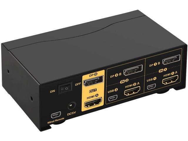 2 port dual monitor hdmi dp kvm switch